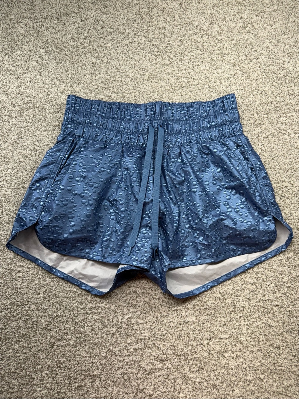 Women's Zyia Active Blue Steel Bubbles Lined Hi-Rise Bomber Shorts Size Small